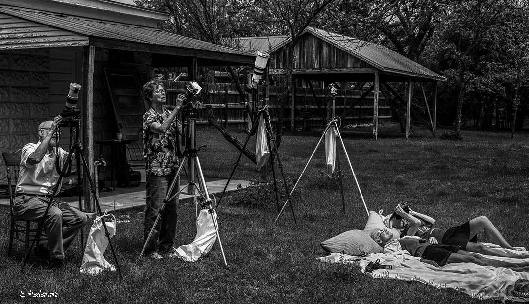 our Fredericksburg backyard set up before totality
